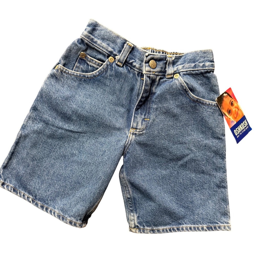 OshKosh B'Gosh Vintage Toddler Boys Denim Shorts Blue Jeans 4T NWT 334-9206